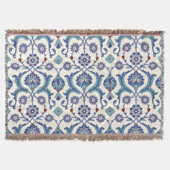 Floral Ornament: Traditional Arabic Pattern. Throw Blanket (Front)