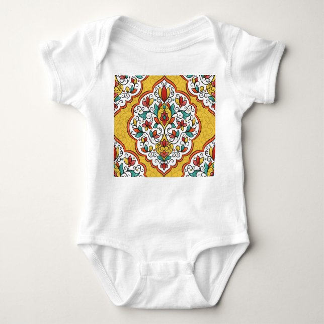 Floral Ornament: Turkish Indian Motifs. Baby Bodysuit (Front)