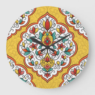Floral Ornament: Turkish Indian Motifs. Large Clock