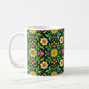 Floral Ornamental Pattern in Vibrant Colours Coffee Mug