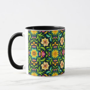 Floral Ornamental Pattern in Vibrant Colours Mug