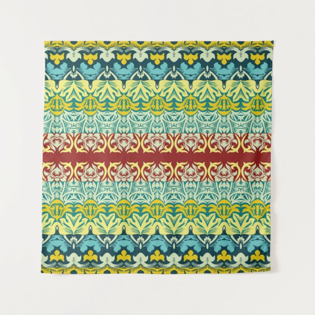 Floral ornamental seamless pattern tapestry (Front)