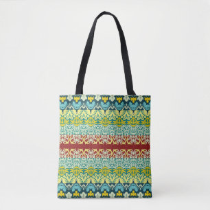 Floral ornamental seamless pattern tote bag