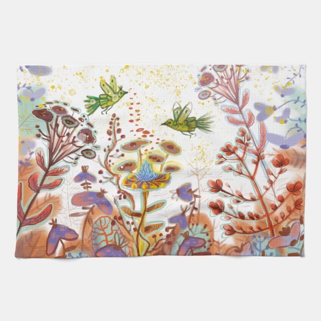 floral ornamental  tea towel (Horizontal)
