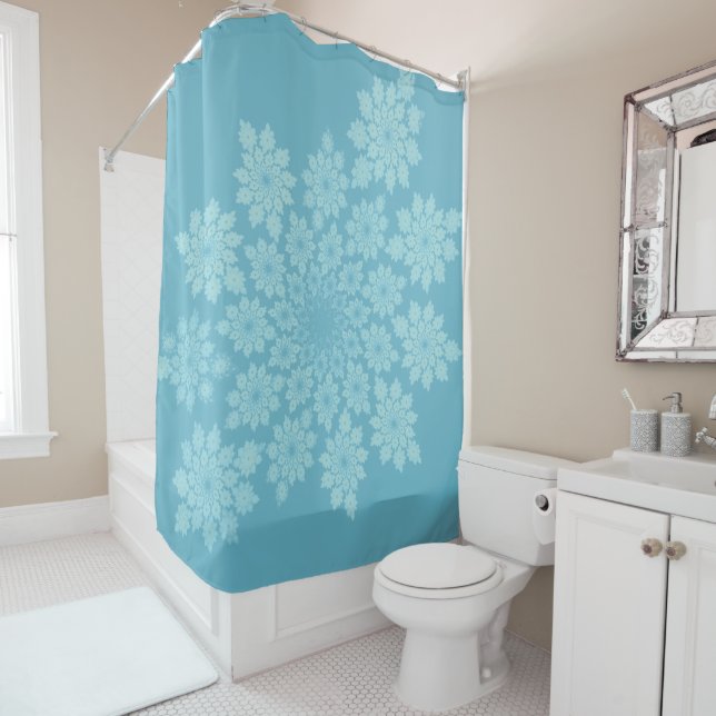 Floral ornaments pastel shower curtain (In Situ)