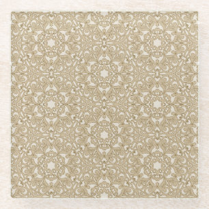Floral ornate background glass coaster
