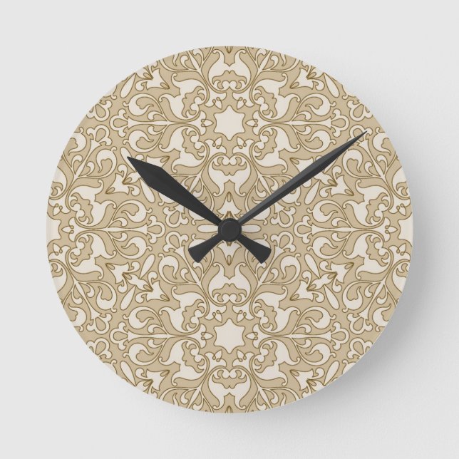 Floral ornate background round clock (Front)