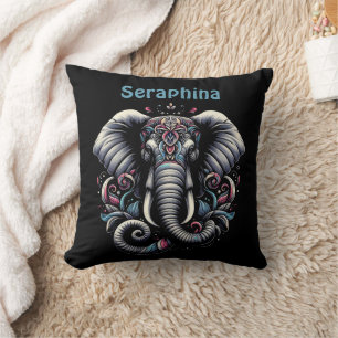 Floral ornate elephant design cushion