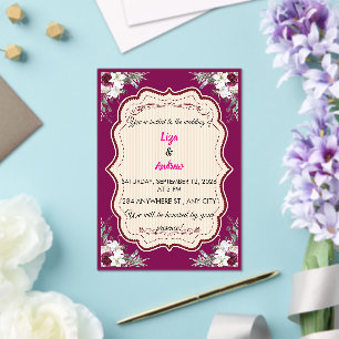 Floral Ornate Frame Wedding Invitation