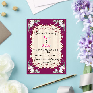 Floral Ornate Frame Wedding Invitation