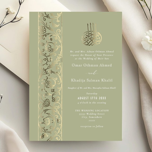 Floral Ornate Sage Green Gold Islamic Wedding (Creator Uploaded)