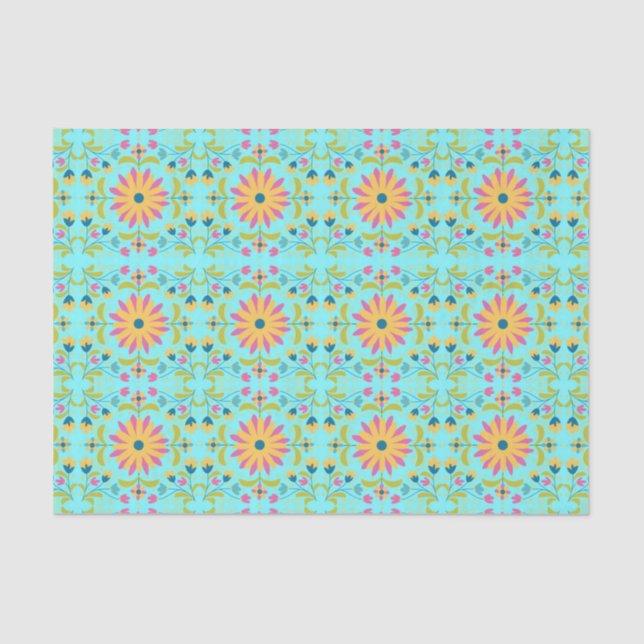 Floral Otomi Tissue Paper, 10lb. Paper (Front)