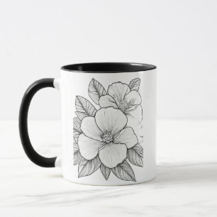 Floral Outline Art Combo Mug - 11 oz