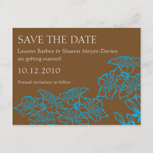 Floral Outlines Save The Date Postcard