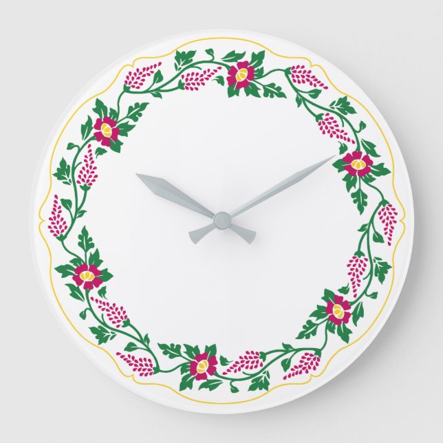 Floral oval large clock (Front)