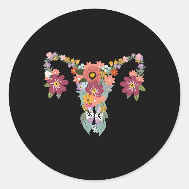 Floral Ovary Uterus 'S Rights Feminist Classic Round Sticker (Front)