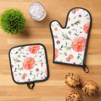 Floral Oven Mitt & Pot Holder Set – Perfect Gift