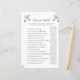 Floral "Over and Under" Bridal Shower Game