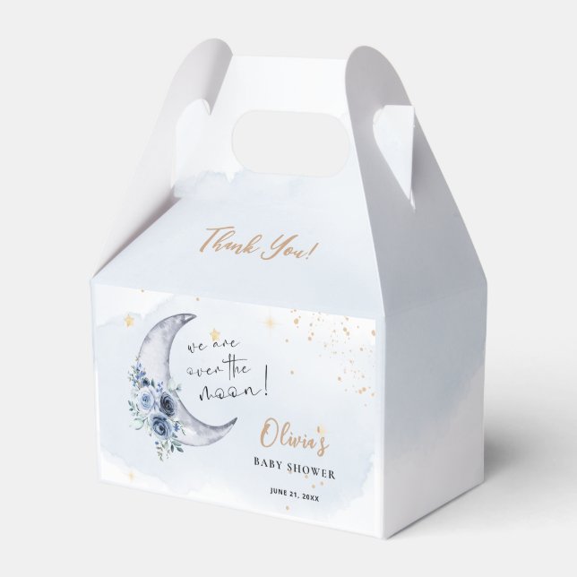 Floral Over The Moon Baby Shower Favour Box (Front Side)