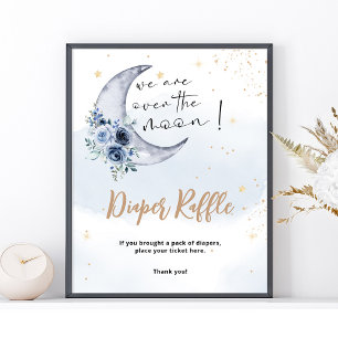Floral Over The Moon Diaper Raffle Poster