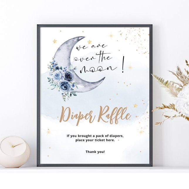Floral Over The Moon Diaper Raffle  Poster (Creator Uploaded)