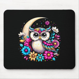 Floral Owl And Moon Mouse Pad
