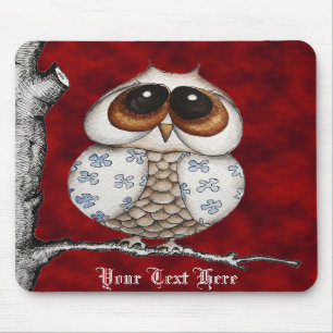 Floral Owl Red Mousepad