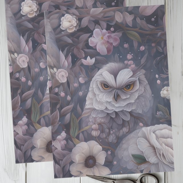 Floral Owl Tissue Paper (Elegant Floral Owl Tissue Paper for Decoupage and Gift Wrapping)