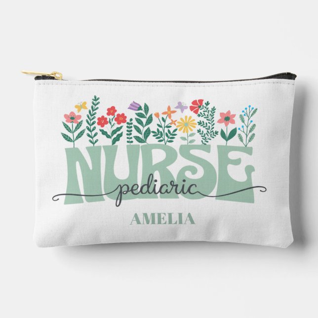 Floral Paediatrics Nurse Appreciation Accessory Pouch (Front)
