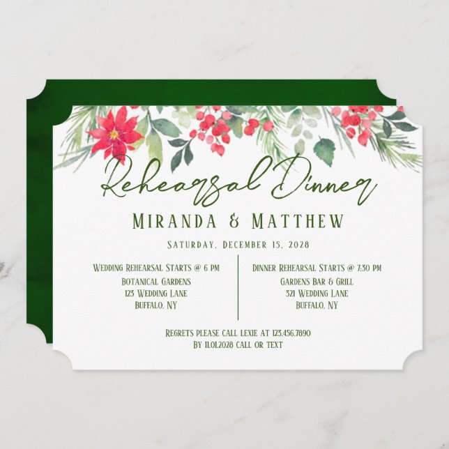 Floral Paint Leaf Wedding Rehearsal Dinner Invitation (Front/Back)