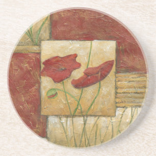 Floral Painting with Visible Brush Strokes Coaster