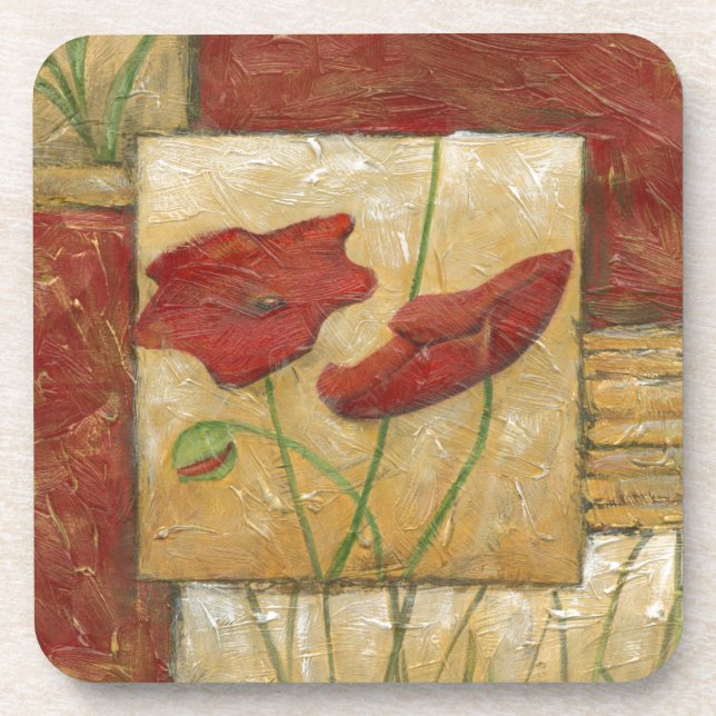 Floral Painting with Visible Brush Strokes Coaster (Front)