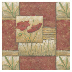 Floral Painting with Visible Brush Strokes Fabric