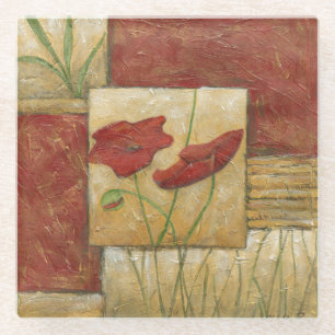 Floral Painting with Visible Brush Strokes Glass Coaster