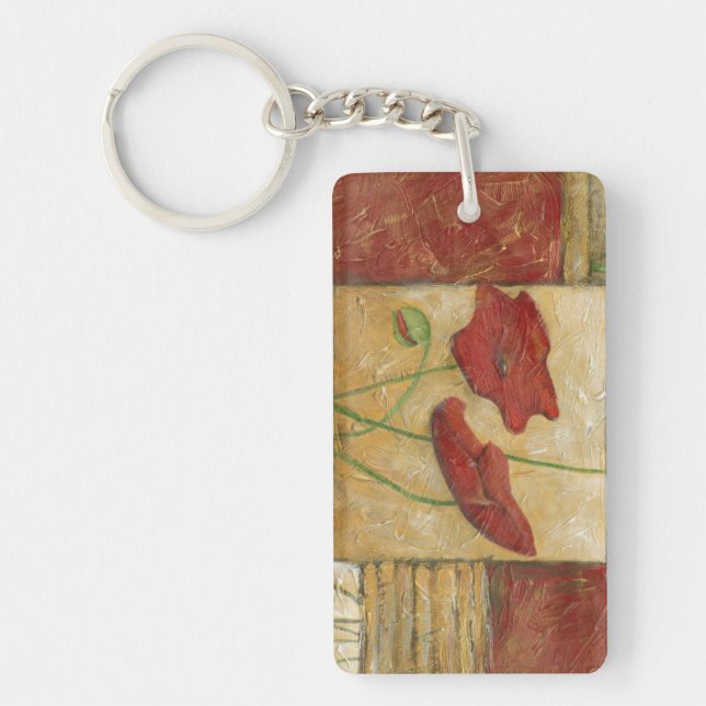 Floral Painting with Visible Brush Strokes Key Ring (Front)