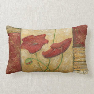 Floral Painting with Visible Brush Strokes Lumbar Cushion