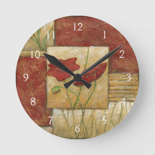 Floral Painting with Visible Brush Strokes Round Clock