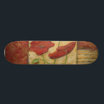 Floral Painting with Visible Brush Strokes Skateboard<br><div class="desc">The brush strokes are visible in this floral painting by Chariklia Zarris. Two red flowers sit in the middle of the piece with grass on the bottom and a few leaves floating at the top. A whimsical scene that would make a great gift!</div>