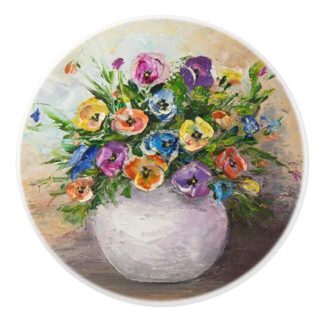 Floral Paintings Ceramic Knobs (Front)