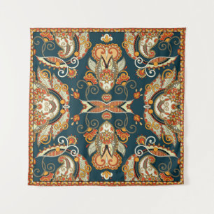 Floral Paisley Bandanna: Traditional Ornament Tapestry