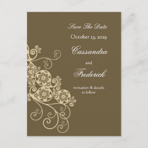 Floral Paisley Elegant Vintage Chic Save The Date Announcement Postcard