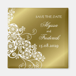 Floral Paisley Elegant Vintage Chic Save The Date Magnet