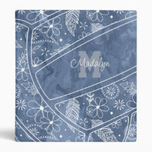 floral paisley feather pattern blue volleyball