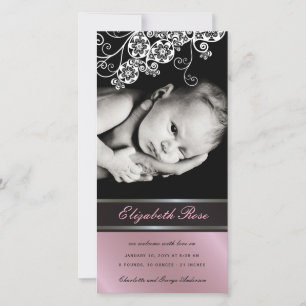 Floral Paisley Flower Baby Girl Birth Announcement
