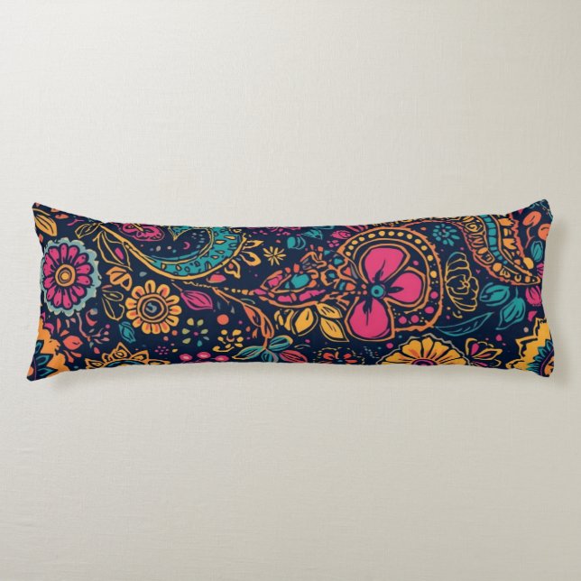 Floral Paisley Pattern Body Cushion (Front)