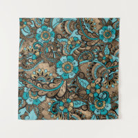 Floral Paisley Pattern - teal and golds