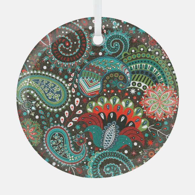 Floral paisley: seamless pattern elements. glass tree decoration (Front)