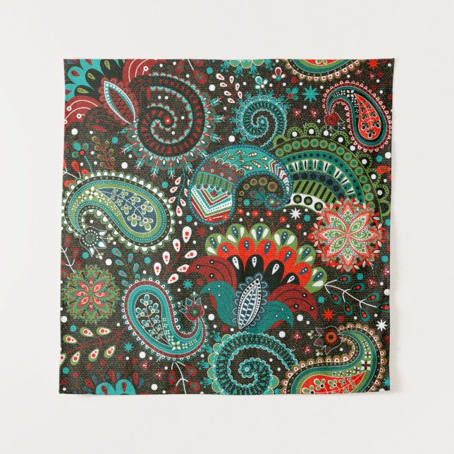 Floral paisley: seamless pattern elements. tapestry (Front)