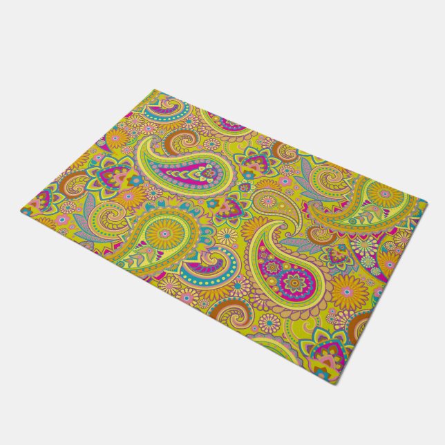 Floral Paisley seamless pattern I + your ideas Doormat (Angled)