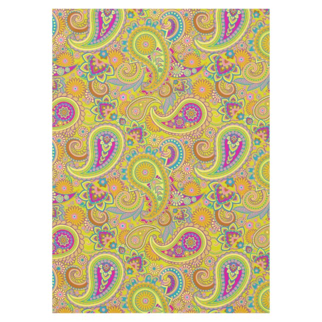 Floral Paisley seamless pattern I + your ideas Tablecloth (Front)